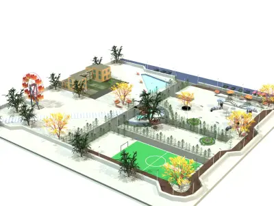 Detailed City Park 3D Model Free 3D model