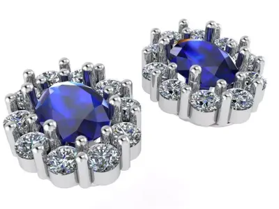 Oval Halo Earring 0931 3D print model