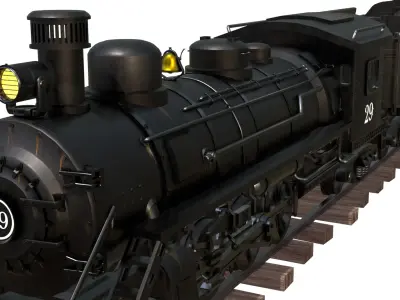 Steam Train v2 Low-poly 3D model
