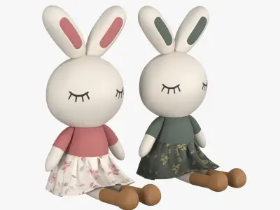Stuffed Animal Bunny Rabbit Doll 3D model