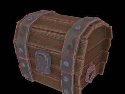 Chest low-poly 3D model PBR Game ready For Unreal Engine Low-poly 3D model