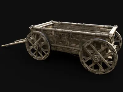 CART WAGON HORSE CAR CARGO WOODEN MEDIEVAL PACK COLLECTION