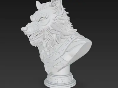 Werewolf Bust 3D Printable Mythical Monster Sculpture Free 3D print model