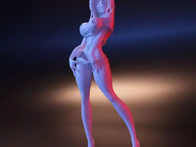 Anime woman in bikini 3D print model