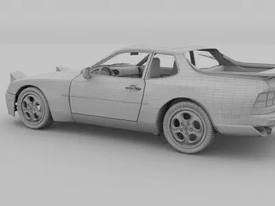 Porsche 944 turbo with interior rev 3D model