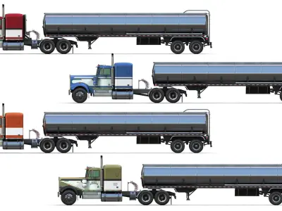 Kenworth W900A fuel tanker Low-poly 3D model