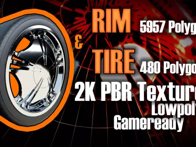 Awesome Rim and Tire 10 Low-poly 3D model