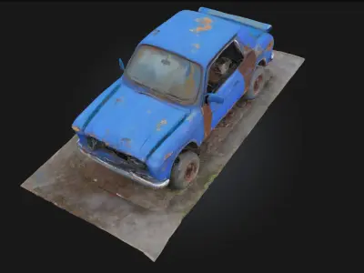 Blue Rusty Relic  Echoes of Industry in Faded Steel 3D model