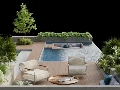 Pool Area Environment 3D model02 3D model