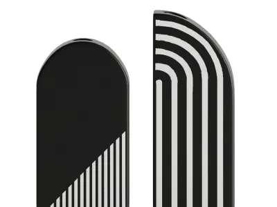 Black and white striped ceramic vase 3D model