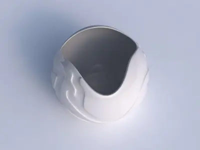 Bowl Spheric wavy with smooth ribbons 3D print model