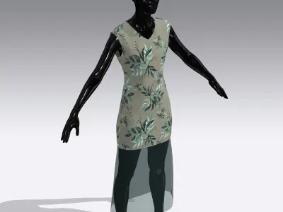 Female Cloth Dress Low-poly 3D model