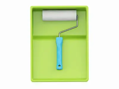 Paint roller with tray 02 3D model