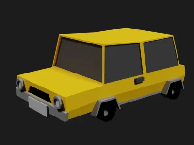 Lowpoly Comicstyle Car Low-poly 3D model