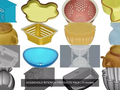 HOUSEHOLD INTERIOR PRODUCTS PACK 3D Model Collection