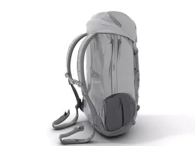 Adventure Gray Backpack model pack Low-poly 3D model