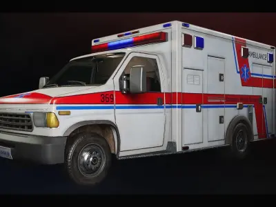 Ambulance - Interactable Vehicles UE4 UE5 Low-poly 3D model