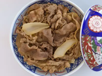 Gyudon and Donburi bowl with lid - Japanese Beef Rice Bowl Low-poly 3D model