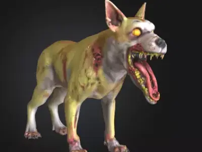 Zombie Dog 3D Low-Poly Horror Sculpture Free 3D print model