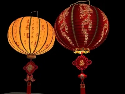 Chinese red lantern  3D model 9