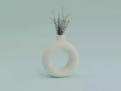 Donut Flower vase for interiors-low polycount Low-poly 3D model