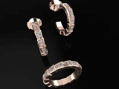 Bvlgari Serpenti Ring and Earrings  3D print model