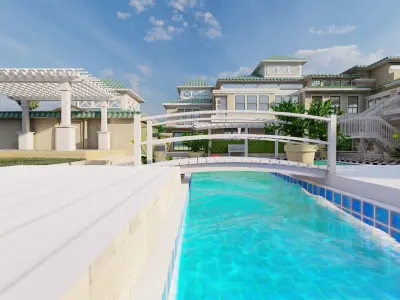 Villa 3D model design  Low-poly 3D model