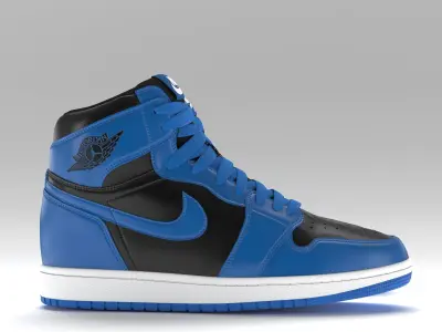Jordan 1 Retro High Blue and Black  PBR Low-poly 3D model