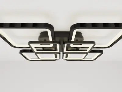 A modern square-shaped LED chandelier 3D model