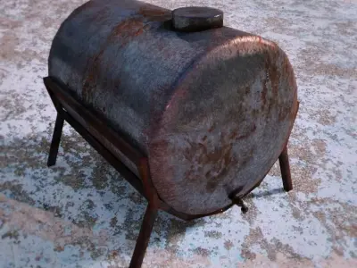 rusty water storage tank Free low-poly 3D model