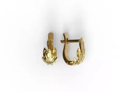 G0097 gold leaf hoop earring 3D print model