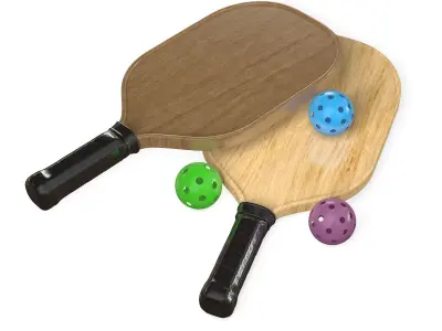 Pickleball set Paddle and Balls 3D model