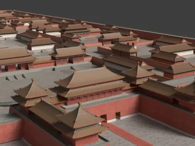 Chinese forbidden city   Low-poly 3D model
