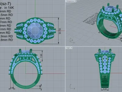 Round Halo Luxury Ring 0244 3D print model