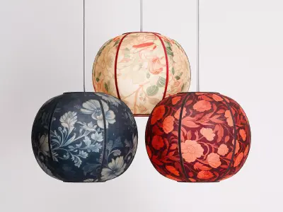 Paper Lantern Set 01 Low-poly 3D model