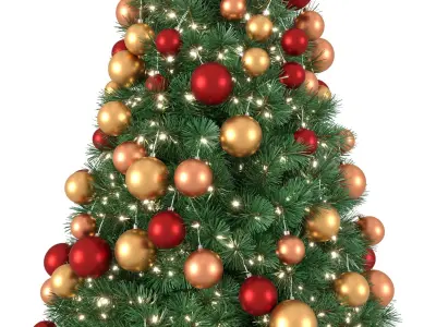 Christmas Tree 9 feet with Balls and Lights 3D model