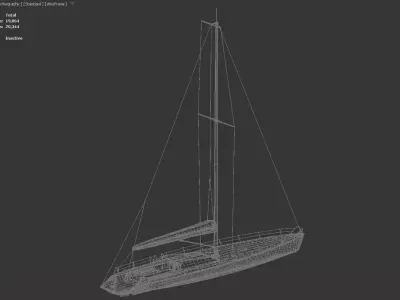 Modern Performance Sailing Yacht with Teak Deck 3D model 3D model