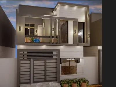 3 Marla house exterior design and animation 3D model