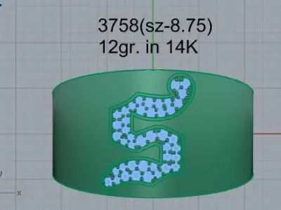 S Letter Diamond Ring 3758 3D print model