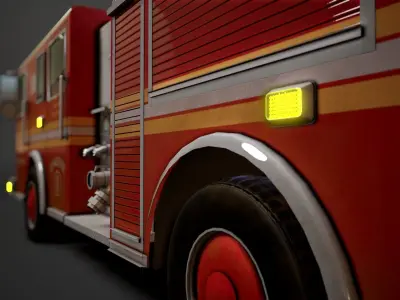 Firetruck Vehicle Low-poly 3D model