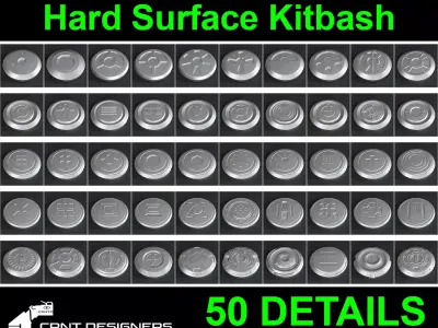 Hard Surface Kitbash Nut and Bolt Quad Topology 3D model