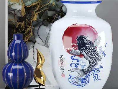 Decorative-set-Vol2 chinese vases 3D model