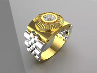 Luxury man Rolex design diamond ring model ror0016 3D print model