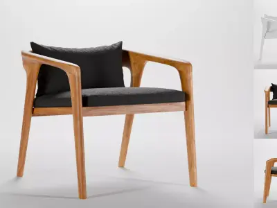 Modern wooden sofa Low-poly 3D model