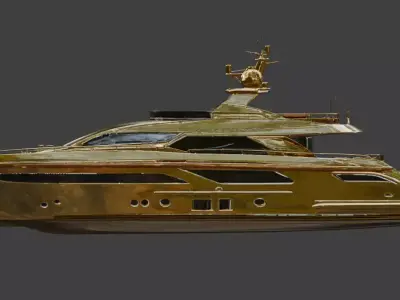 Luxury Gold Metallic Sport Yacht 3D Model 3D model