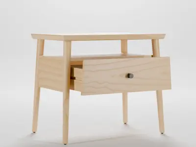 Willow solid wood nightstand Low-poly 3D model
