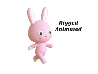 Cute Bunny Rabbit 01 - Rigged and Animated  Low-poly 3D model