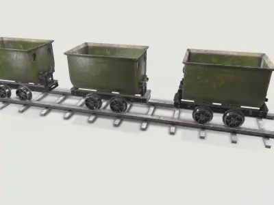 Mine Wagon 5 Low-poly 3D model