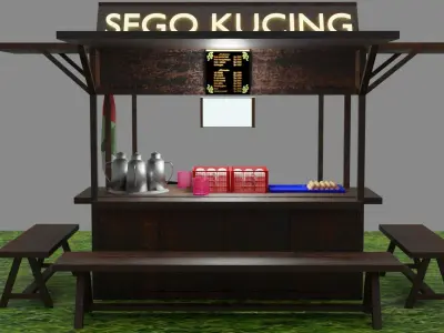 Stand booth angkringan sego kucing kiosk 3D model