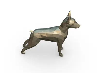 Pinscher low poly doberman 3D print model